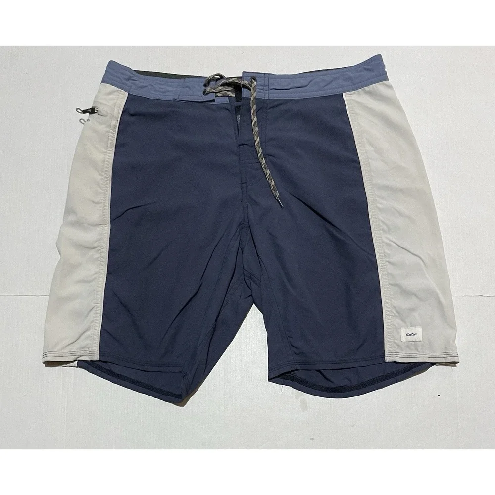 Katin OTG Archer Surf Trunk Men's 30 X 8 Navy Cream Colorblock Board Shorts